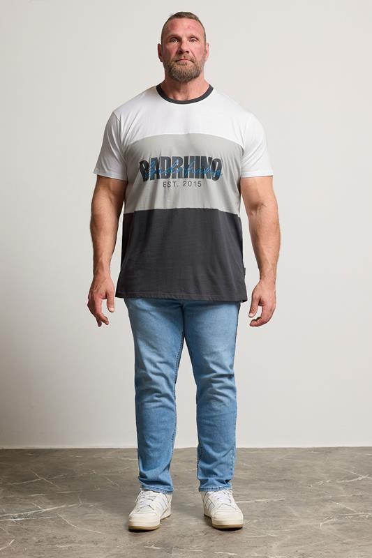 BadRhino Big & Tall Grey Cut & Sew Scripted T-Shirt | BadRhino 1