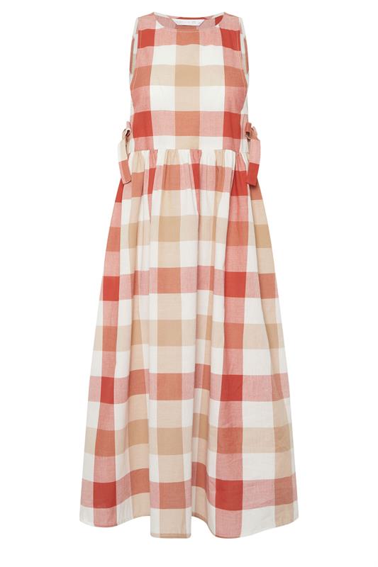 PixieGirl Petite Women's Pink Check Cotton Midi Dress | PixieGirl 6