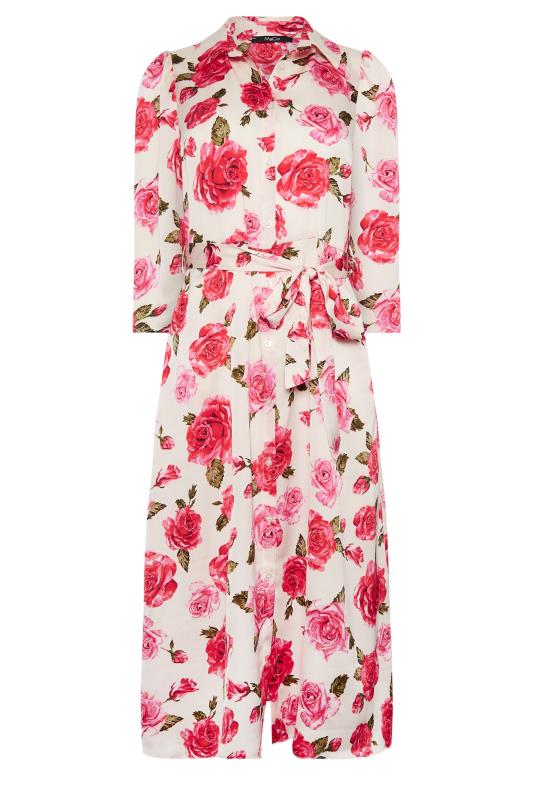M&Co Ivory White Rose Print Tie Waist Shirt Dress | M&Co  7