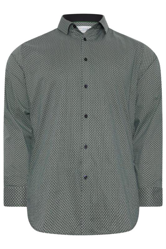 BadRhino Tailoring Big & Tall Green Geometric Print Formal Shirt | BadRhino 7