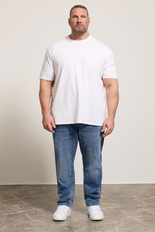 BadRhino Big & Tall Blue Washed Elasticated Waist Stretch Jeans | BadRhino 2