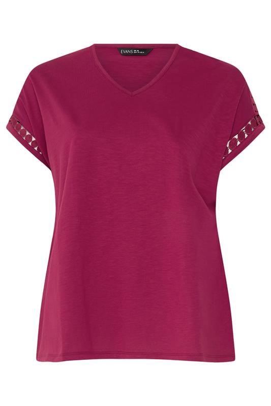 EVANS Plus Size Red Crochet Trim T-Shirt | Evans  5