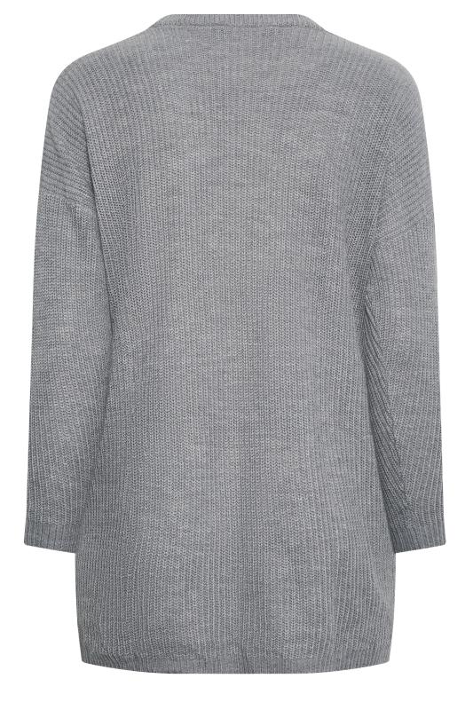 YOURS Plus Size Grey Side Zip Knitted Jumper | Yours Clothing 7