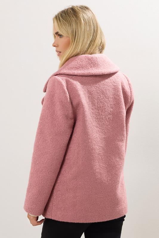 M&Co Petite Pink Double Breasted Boucle Jacket | M&Co 2