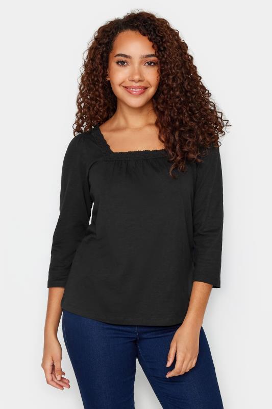 M&Co Black Square Neck 3/4 Sleeve Top | M&Co 1