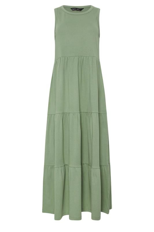 Women's  M&Co Khaki Green Sleeveless Tiered Cotton Maxi Dress