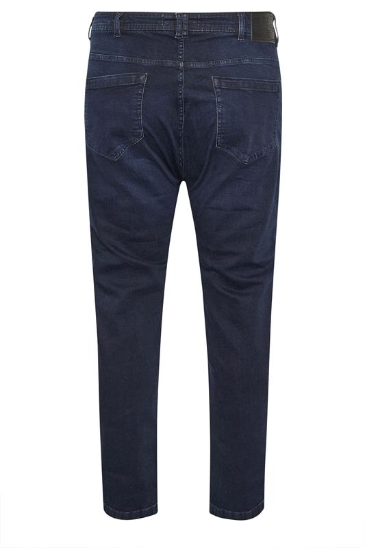 D555 Big & Tall Blue Black Tapered Stretch Jeans | BadRhino 4