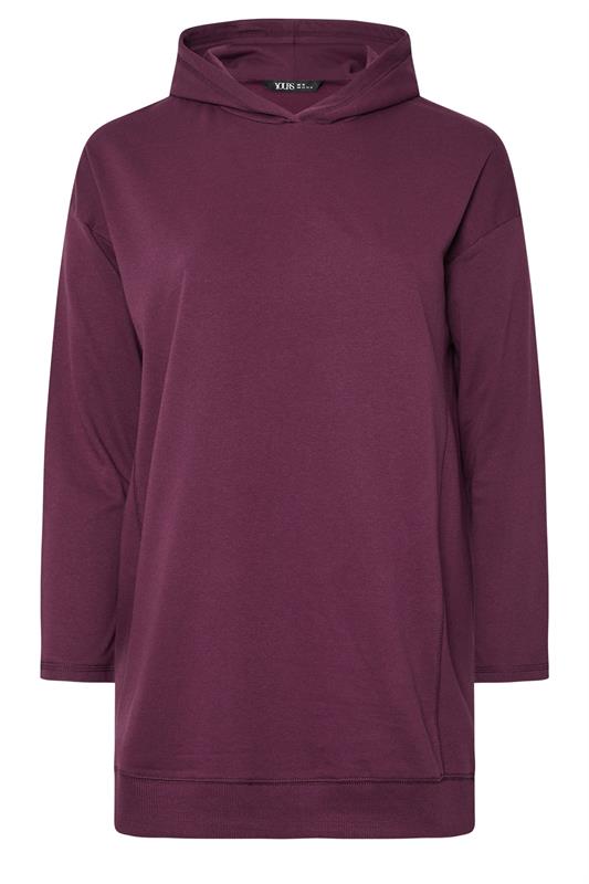 YOURS Plus Size Burgundy Red Seam Detail Hoodie | Yours Clothing 5