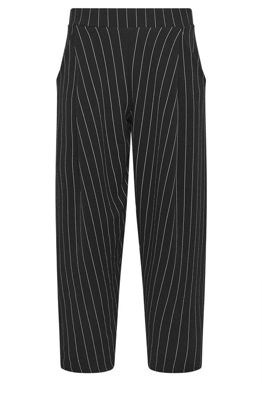 PixieGirl Petite Womens Black Stripe Barrel Leg Trousers | PixieGirl 5