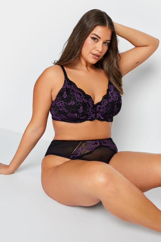 YOURS Plus Size Black Lace Padded Underwired Bra | Yours Clothing 1