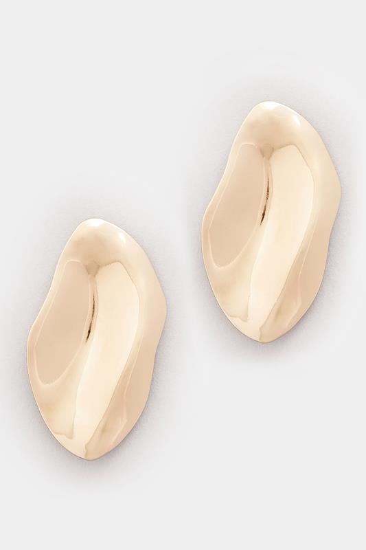 Gold Tone Molten Large Stud Earrings