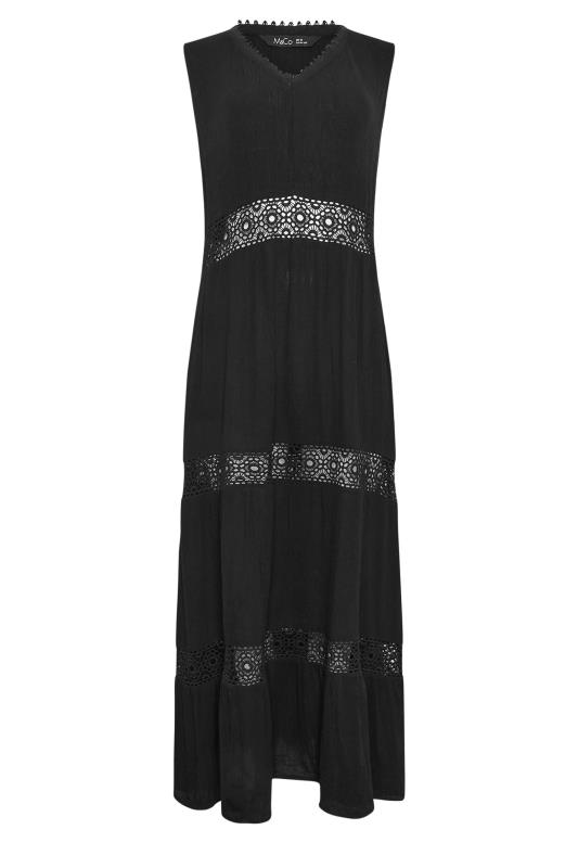 M&Co Black Broderie Insert V-Neck Maxi Dress | M&Co 6