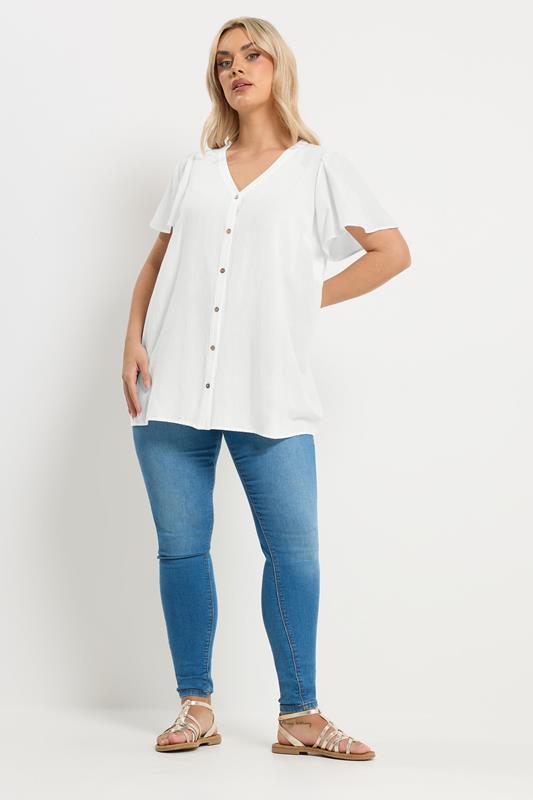 YOURS Plus Size White Button Through Blouse | Yours Clothing 1