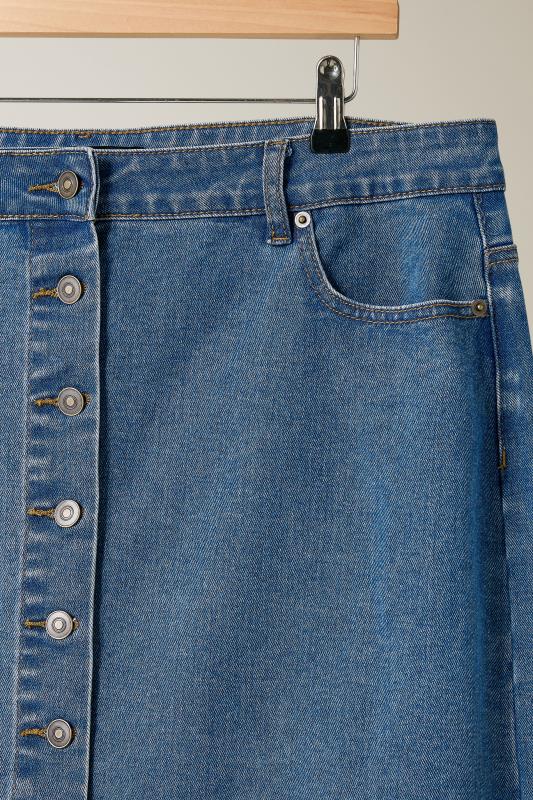 EVANS Plus Size Blue Button Through Denim Maxi Skirt | Evans 7