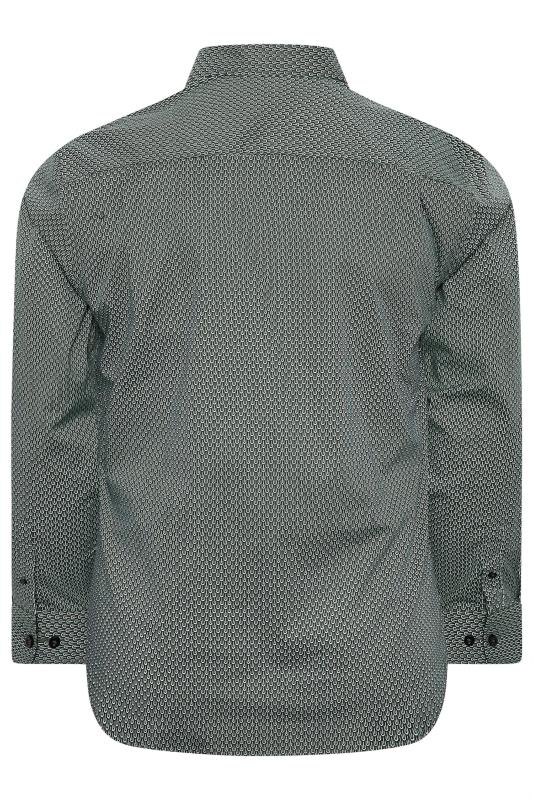 BadRhino Tailoring Big & Tall Green Geometric Print Formal Shirt | BadRhino 8
