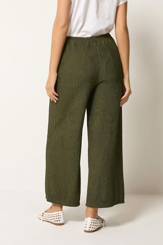 M&Co Khaki Green Wide Leg Cropped Trousers | M&Co 4