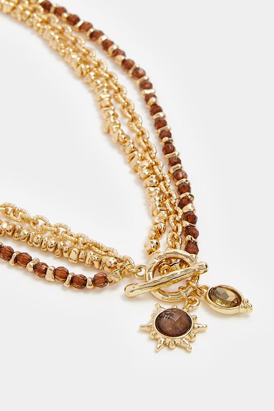 Gold Tone Beaded Chain Necklace | Yours Clothing 2