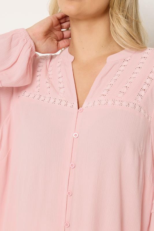 YOURS Plus Size Pink Crochet Notch Neck Top | Yours Clothing 4