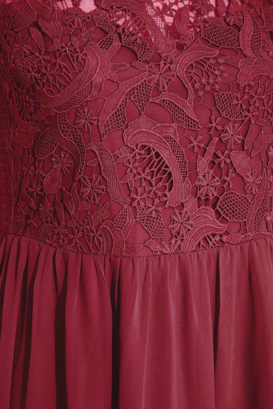 Plus Size YOURS LONDON Curve Burgundy Red Lace Front Chiffon Maxi Dress | Yours Clothing  6