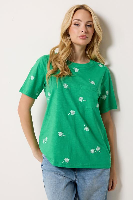  M&Co Green Dandelion Print Cotton T-Shirt