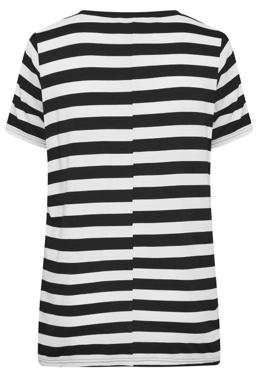 LIMITED COLLECTION Curve Plus Size Black Stripe Contrast Collar Stripe T-Shirt | Yours Clothing  7
