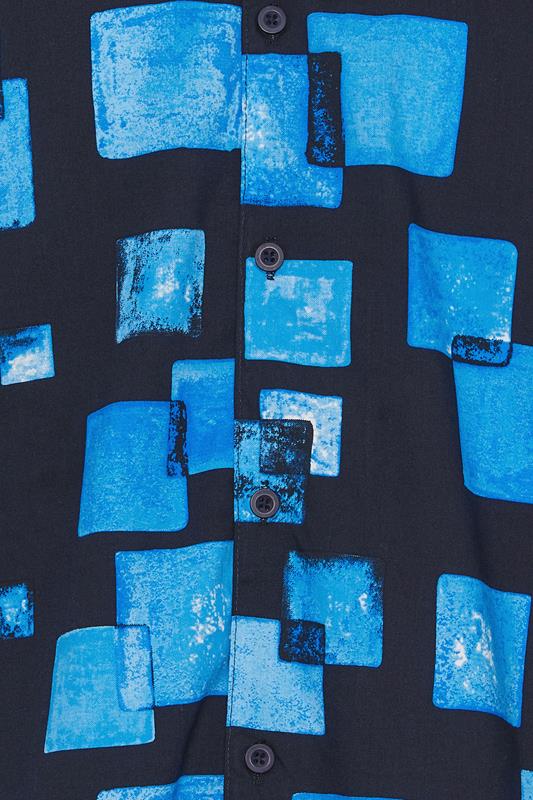 BadRhino BIg & Tall Navy Blue Square Print Peached Short Sleeve Shirt | BadRhino 6