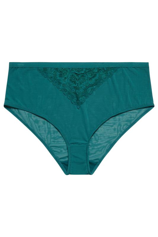 YOURS Plus Size Green Lace Detail Full Briefs | Yours Clothing 5