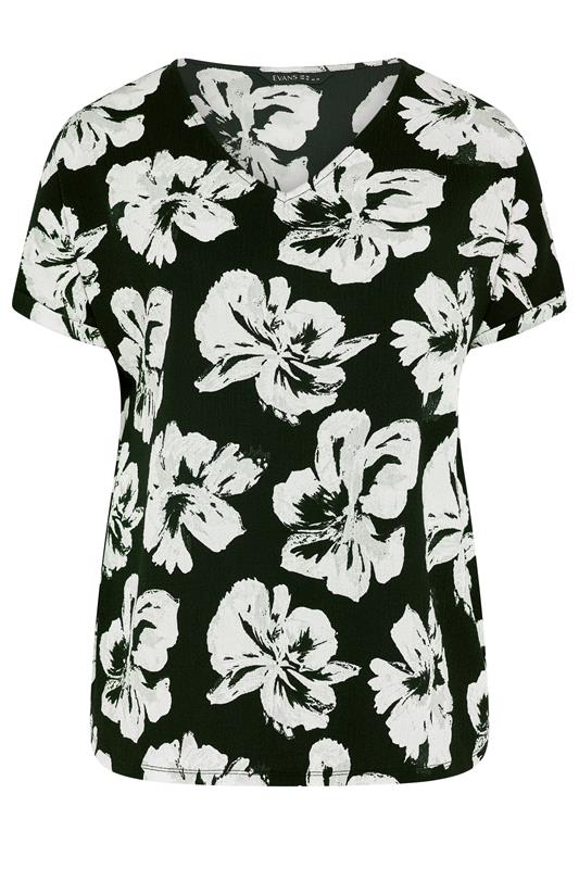 EVANS Plus Size Black Floral V-Neck Top | Evans 5