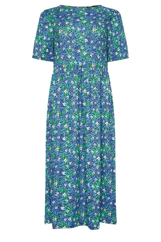 M&Co Blue Dity Floral Print Short Sleeve Smock Dress | M&Co 5