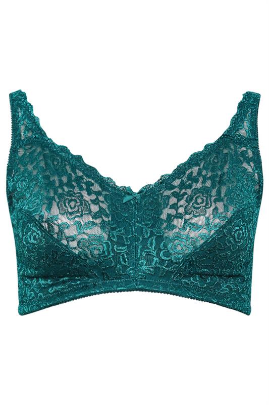 YOURS Plus Size Green Hi Shine Lace Non-Padded Non-Wired Full Cup Bra | Yours Clothing 4