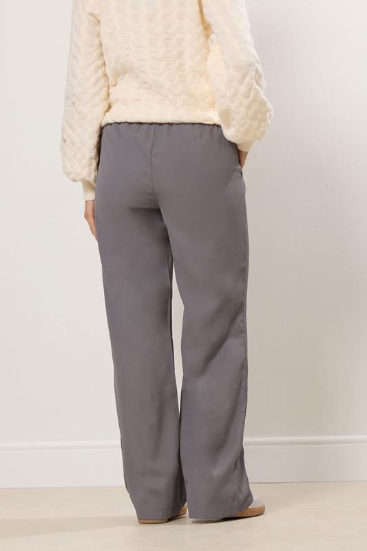 LTS Tall Grey Tie Waistband Wide Leg Trousers | Long Tall Sally 2