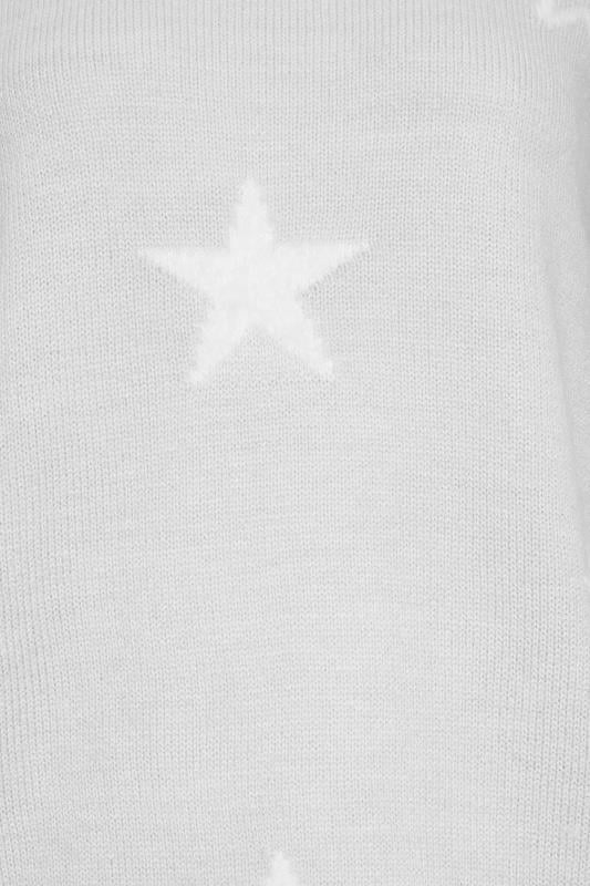 LTS Tall Light Grey Star Print Jacquard Knit Jumper | Long Tall Sally 5