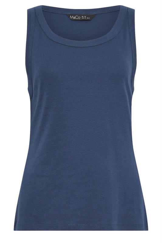 M&Co Navy Blue Scoop Neck Cotton Vest Top | M&Co 5