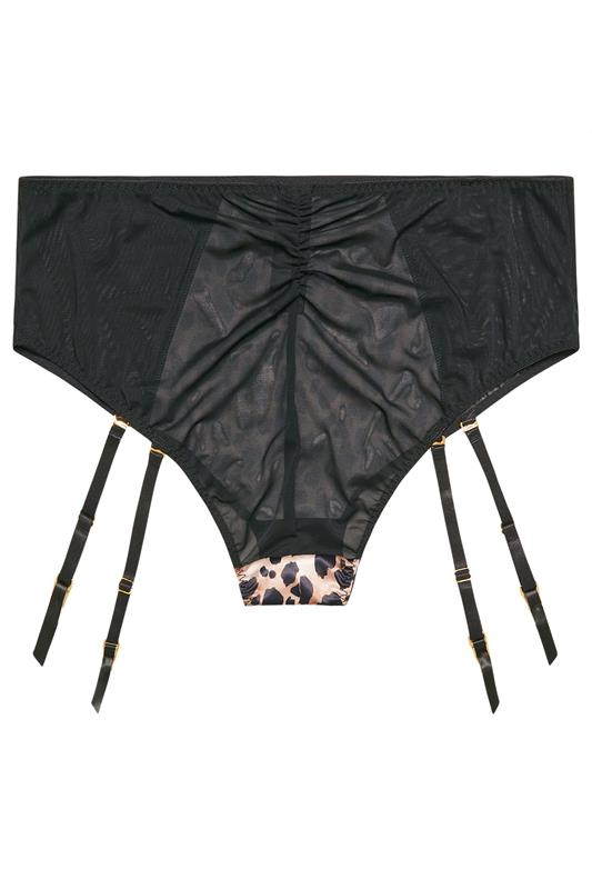 YOURS Plus Size Black Leopard Mesh Suspender Briefs | Yours Clothing 6