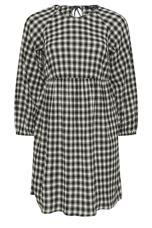 YOURS Plus Size Black Check Textured Smock Dress | Yours Clothing  7