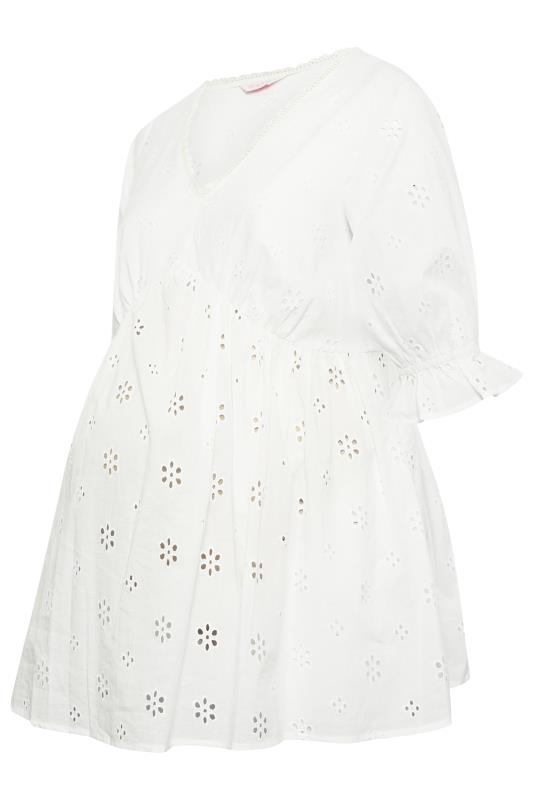 BUMP IT UP MATERNITY Plus Size White Broderie Anglaise Blouse | Yours Clothing 7