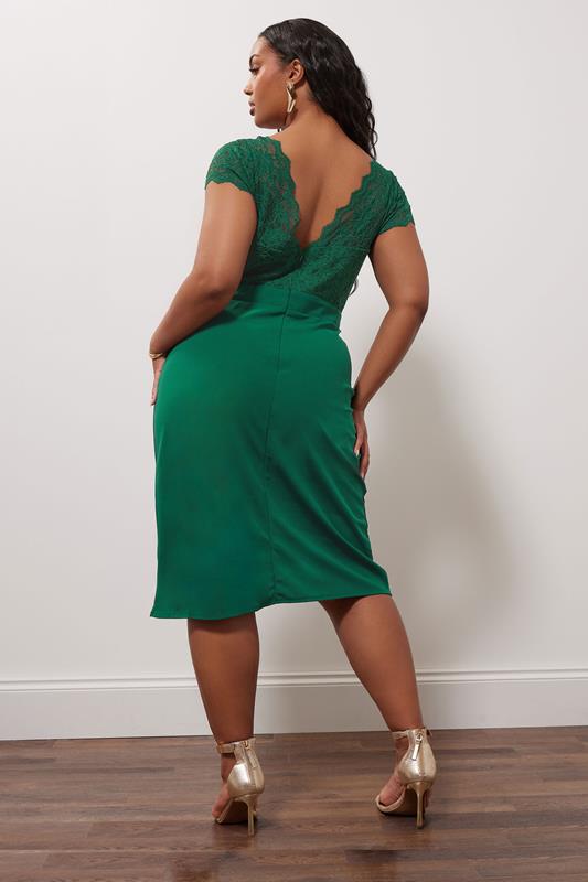YOURS LONDON Plus Size Green Lace Midi Dress | Yours Clothing 2