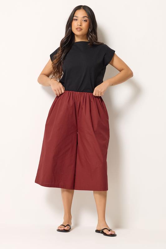 PixieGirl Petite Women's Red Cotton Poplin Culottes | PixieGirl 1
