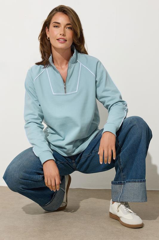 LTS Tall Womens Light Blue Zip Sweatshirt | Long Tall Sally 1