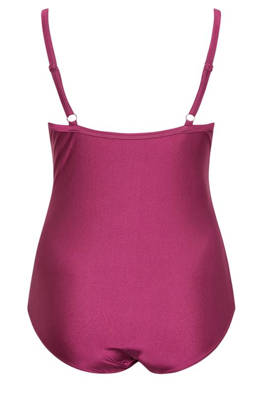 YOURS Plus Size Burgundy Red Super Sculpt Crossover Swimsuit | Yours Clothing 9
