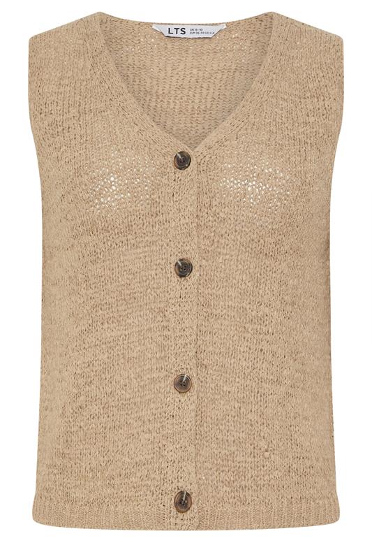 LTS Tall Women's Natural Brown Button Knitted Vest Top | Long Tall Sally 5