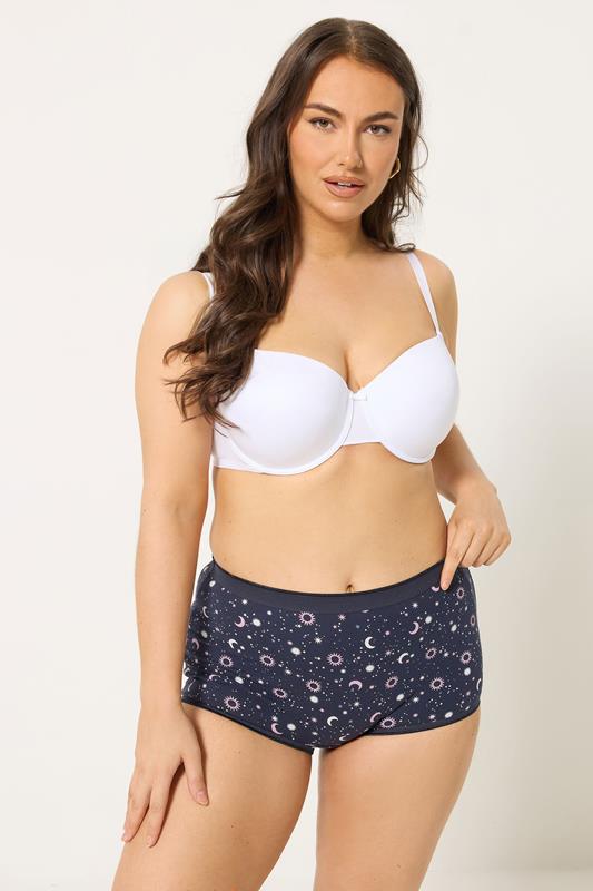 YOURSET 5 PACK Plus Size Navy Blue Celestial Print Shorts | Yours Clothing 2
