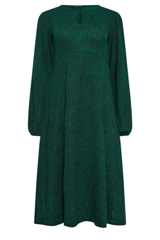 M&Co Petite Dark Green Leopard Print Midi Dress | M&Co 5