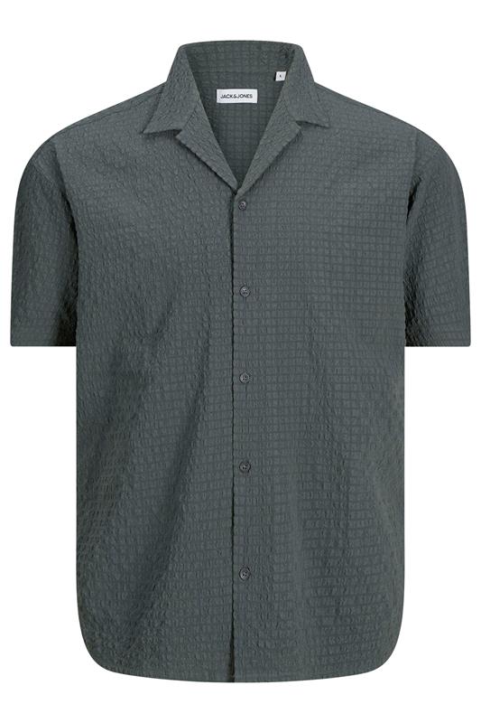 JACK & JONES Big & Tall Green Textured Resort Shirt | BadRhino 2
