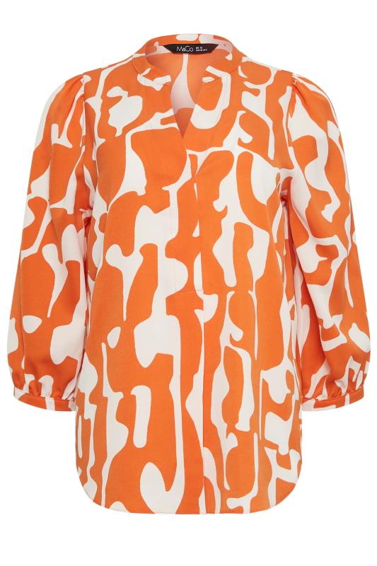 M&Co Orange Abstract Print 3/4 Sleeve Blouse | M&Co 6