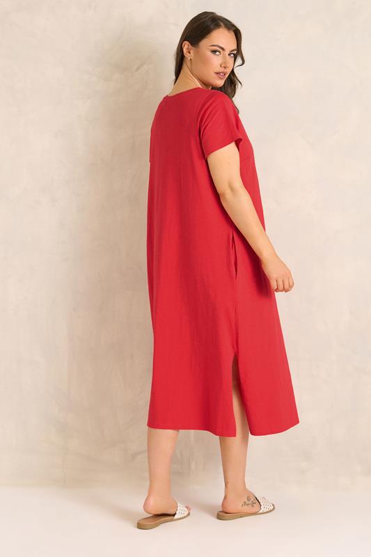 EVANS Plus Size Red Premium Cotton Dress | Evans 2