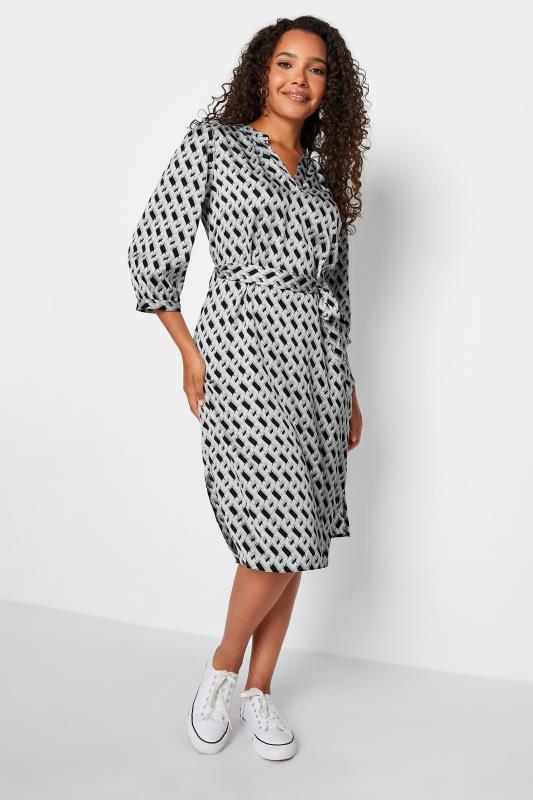 M&Co Black Geometric Print Satin Tunic Dress | M&Co 2