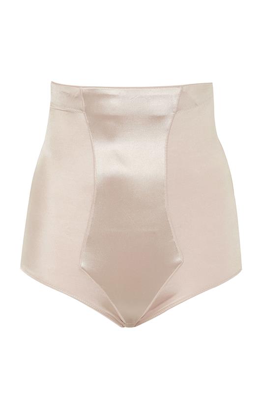 Plus Size Nude Satin Control High Waisted Full Brief | Yours Clothing 1