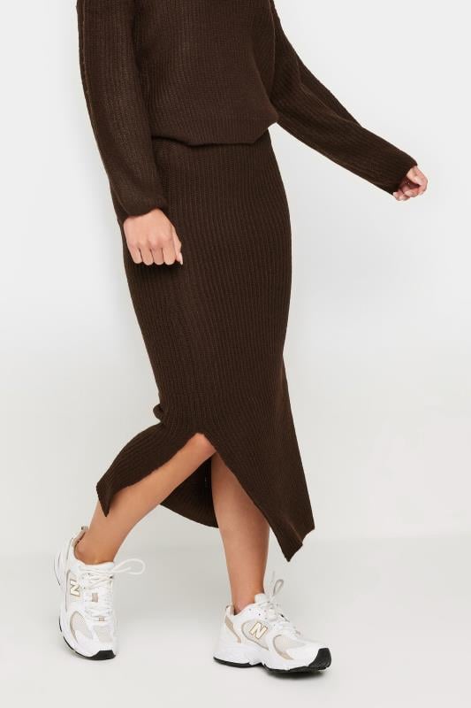 PixieGirl Petite Brown Midi Knitted Skirt | PixieGirl  3
