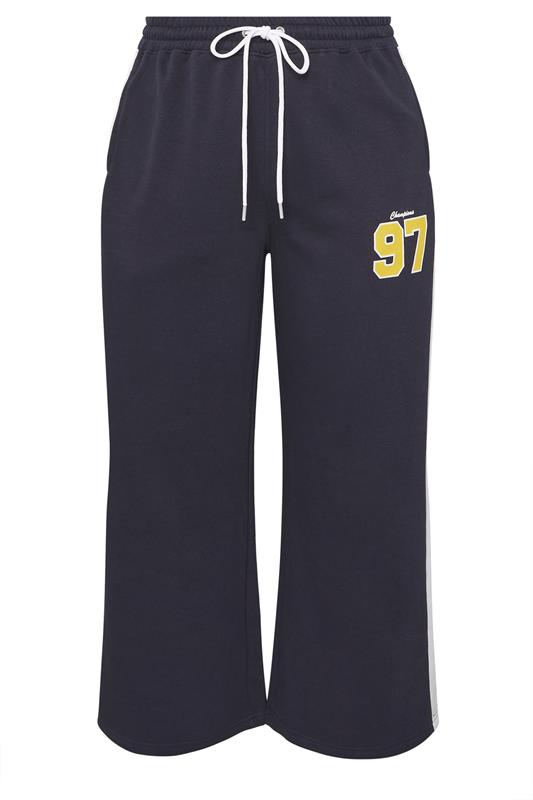 LIMITED COLLECTION Plus Size Navy Blue '97' Varsity Wide Leg Joggers | Yours Clothing 5